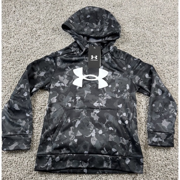 Under Armour Other - NEW Under Armour Boys Fleece Hoodie Sweatshirt Black Camo Logo Youth Small